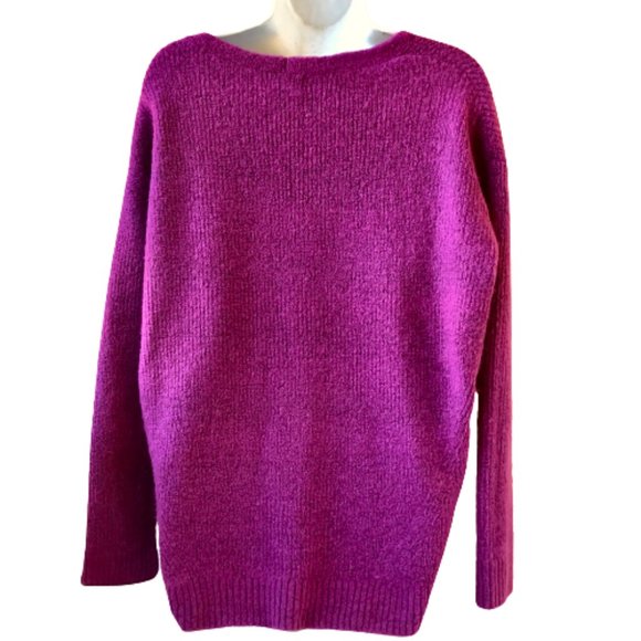 Old Navy Raspberry V Neck Sweater Pullover Acrylic Blend Soft Womens Large - Picture 3 of 9
